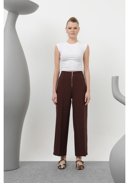18228 Kadın Fermuarlı Pantolon