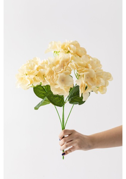 Yapay Ortanca Çiçeği Açık Somon 45 cm 7 Dal