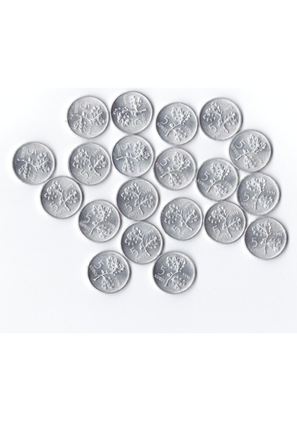 1975 Yılı 5 Kuruş Lot Çil 20 Adet Eski Madeni Para Görseldeki Ürün / A-3