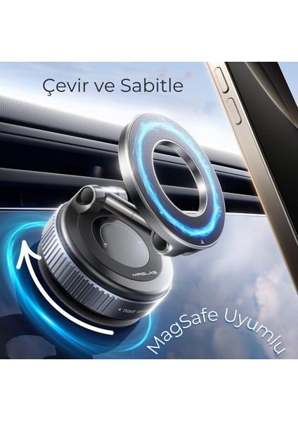 Huawei P Smart S Z 2021 Pro Vakumlu Magsafe Destekli 360° Araç Telefon Tutucu K007