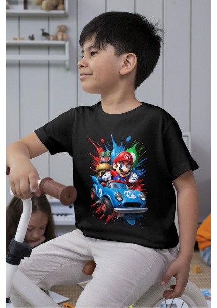 Süper Mario Tshirt Çocuk Tişört Cars 3 Siyah
