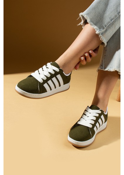 Bağcıklı Rahat Kalıp Şerit Detaylı Comfort Kadın Sneaker 001-1015-24