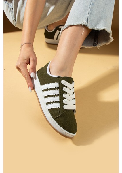 Bağcıklı Rahat Kalıp Şerit Detaylı Comfort Kadın Sneaker 001-1015-24