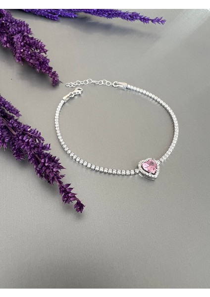Gümüş Kalp Bileklik ,su Yolu Pembe Kalp Bileklik fırsatları