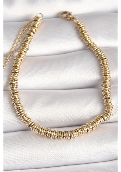 316L Çelik Gold Renk Çoklu Minimal Halka Model Kadın Bileklik