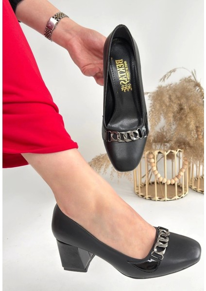 Lade Siyah Cilt Topuklu Ayakkabı fiyatları