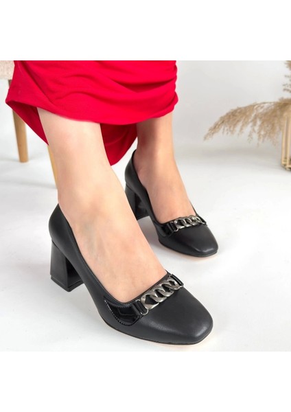 Lade Siyah Cilt Topuklu Ayakkabı fırsatları