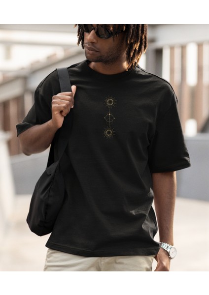 Simge Evren Baskılı Oversize Siyah Erkek Tişört modelleri