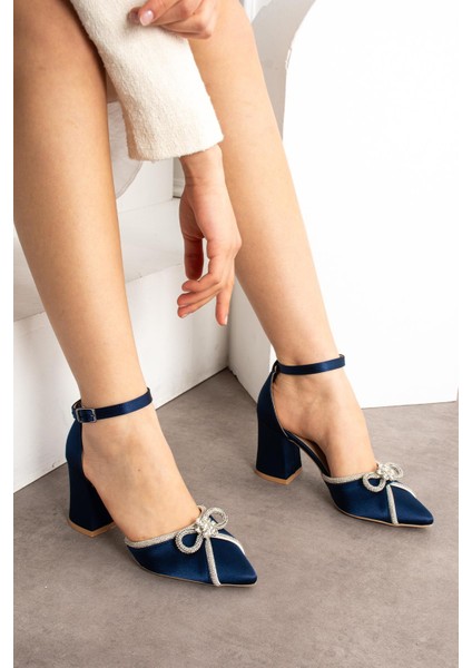 Jolie Fiyonklu Saten Topuklu Abiye Kadın Ayakkabı