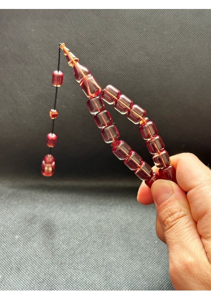 Sıkma Kehribar Tesbih Efe Boy 19 Habbe Usta Imzalı Sistemli Hediye