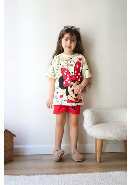 Minnie Mouse Baskılı Şort-Tişört Yazlık Kız Çocuk Takım fiyatları