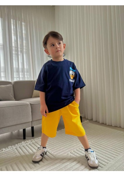 Donald Duck Desenli Şort-Tişört Yazlık Erkek Çocuk Takım modelleri
