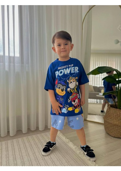 Power Ups Desenli Şort-Tişört Yazlık Erkek Çocuk Takım