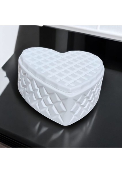 Waffle Desenli Beyaz Kalp Soya Mumu Gallery Nd Candle Beton Mumlukta fiyatları