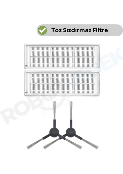 Xiaomi Mop Pro STYJ02YM (Siyah) Uyumlu Yedek Hepa Filtre ve Yan Fırça-4 Parça