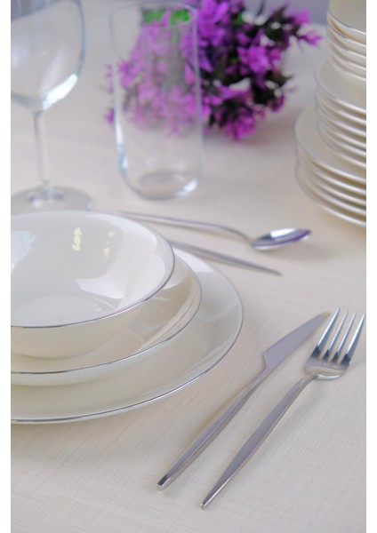 Porselen Chic Platin Yemek Takımı 24 Parça 6 Kişilik