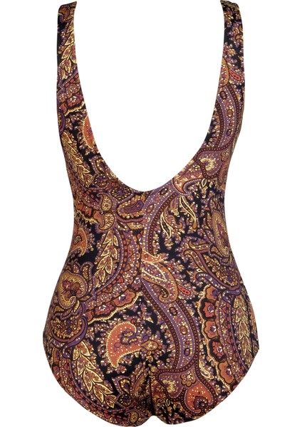 Beria Kadın Büyük Beden Kuplu Şal Desenli Kahverengi Toparlayıcı Mayo fiyatları