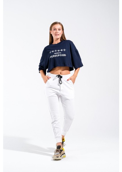 724106_Yeni Sezon Kadın Oversize Geniş Kalıp Baskılı Crop Boy Kısa Kollu Sportif Tshirt modelleri