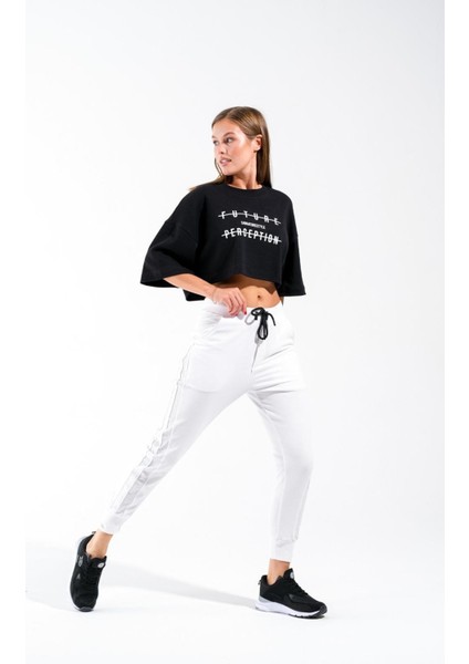 724106_Yeni Sezon Kadın Oversize Geniş Kalıp Baskılı Crop Boy Kısa Kollu Sportif Tshirt fırsatları
