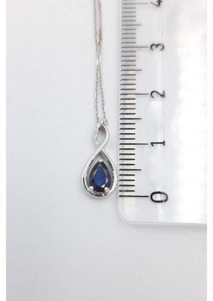 0.55 Karat Pırlanta Safir Sonsuzluk Kolye
