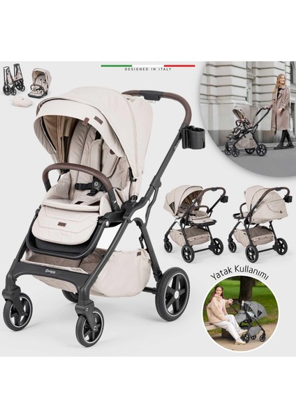 Hera Çift Yönlü Bebek Arabası Silver Bej