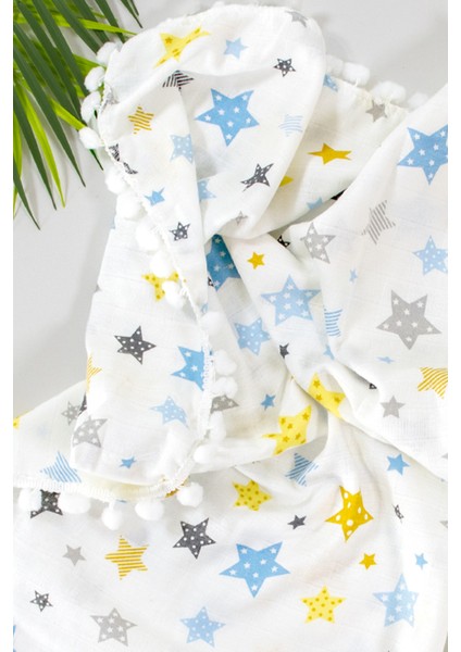 Kız Erkek Bebek Çift Katlı Ponponlu Müslin Kundak Battaniye STL6962 modelleri