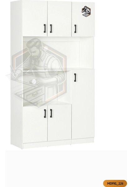 TAMAMI MDF 6 Kapaklı Fırın Bölmeli Açık Raflı Çok Amaçlı Mutfak Dolabı
