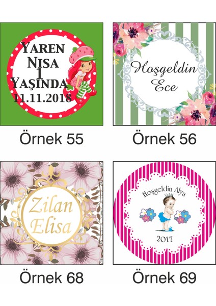Kişiye Özel Kız Çocuğu Çilek Kız Için Mevlid - Hoşgeldin Mdf Üzerine Uv Baskılı 20 Adet Magnet