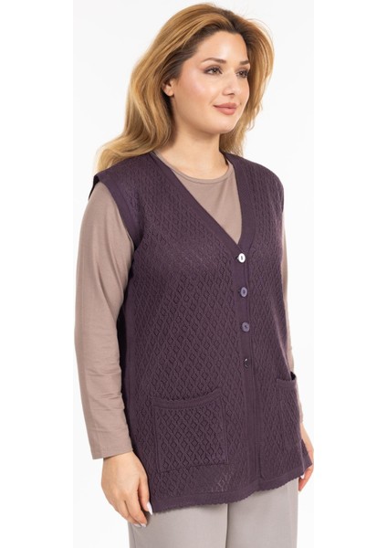 Kadın Orta Yaş ve Üzeri Merserize Cepli Düğmeli Rolax Anne Yelek 745 fiyatları