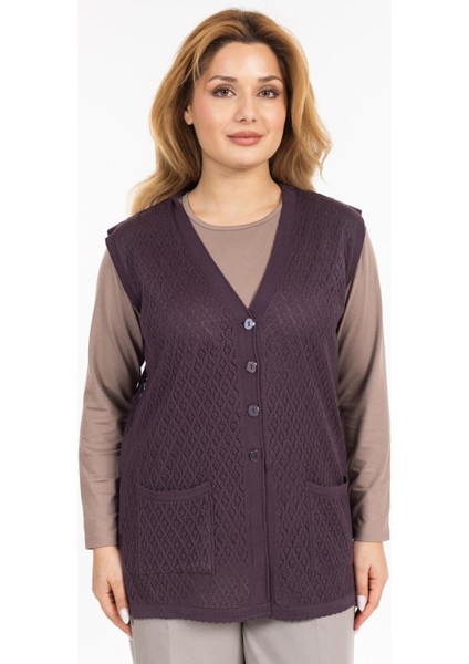 Kadın Orta Yaş ve Üzeri Merserize Cepli Düğmeli Rolax Anne Yelek 745 indirimleri