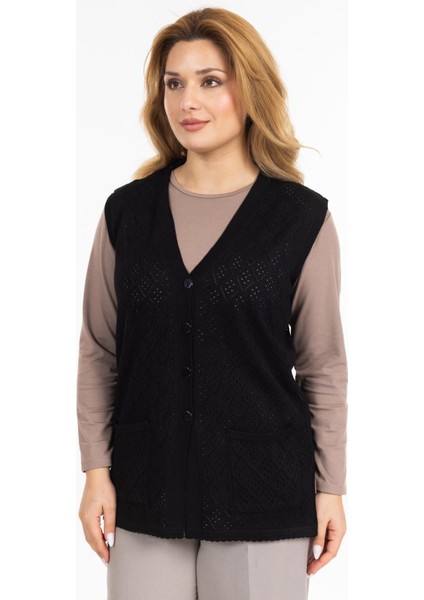 Kadın Orta Yaş ve Üzeri Merserize Cepli Düğmeli Rolax Anne Yelek 750