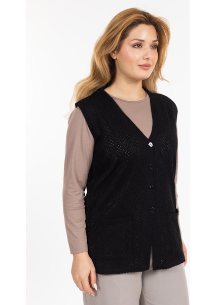 Kadın Orta Yaş ve Üzeri Merserize Cepli Düğmeli Rolax Anne Yelek 750 fiyatları