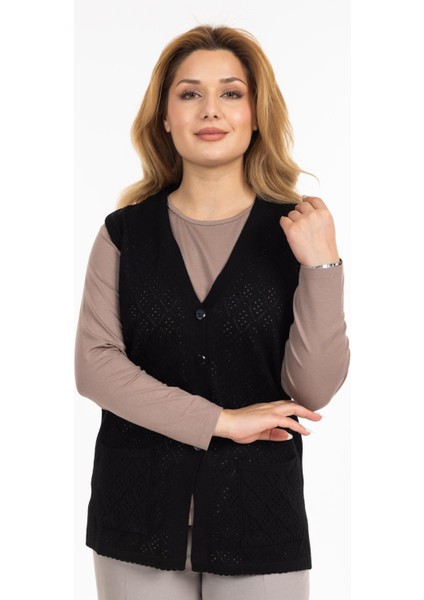 Kadın Orta Yaş ve Üzeri Merserize Cepli Düğmeli Rolax Anne Yelek 750 modelleri