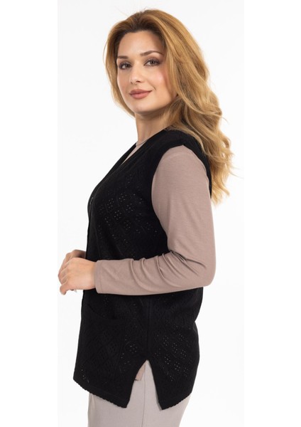 Kadın Orta Yaş ve Üzeri Merserize Cepli Düğmeli Rolax Anne Yelek 750 fırsatları