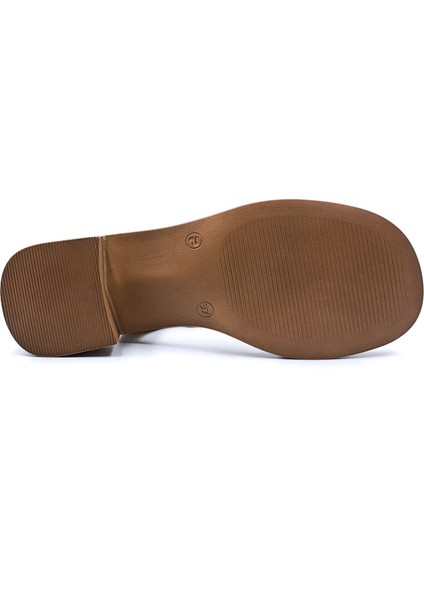 B251674 Hakiki Deri Cırtlı Kadın Cappuccino Bej Topuklu Sandalet indirimleri