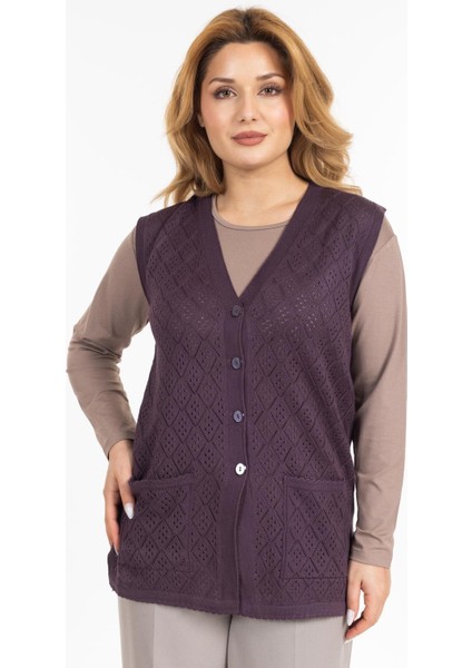 Kadın Orta Yaş ve Üzeri Merserize Cepli Düğmeli Rolax Anne Yelek 750