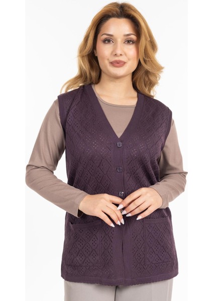 Kadın Orta Yaş ve Üzeri Merserize Cepli Düğmeli Rolax Anne Yelek 750 modelleri