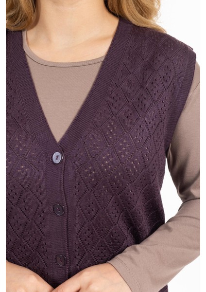 Kadın Orta Yaş ve Üzeri Merserize Cepli Düğmeli Rolax Anne Yelek 750 indirimleri