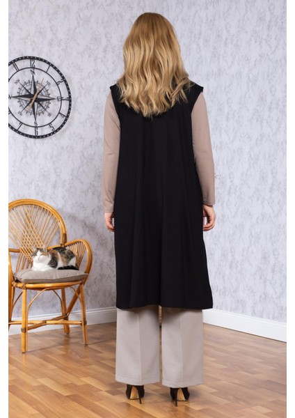 Kadın Orta Yaş Desenli Rahat Kalıp Volanlı Penye Anne Uzun Yelek 30352 indirimleri