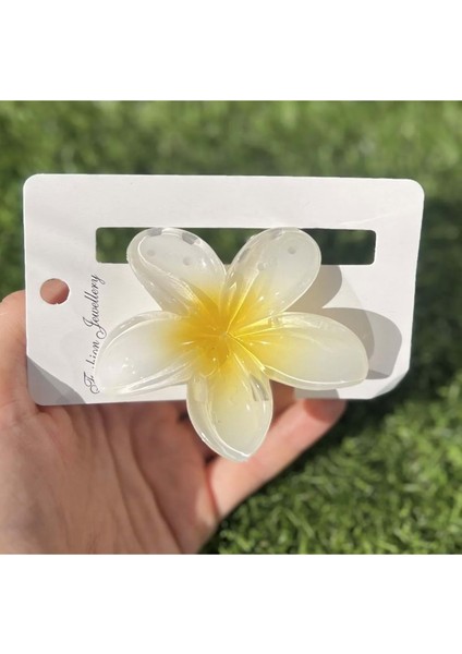 Lotus Çiçeği Mandal Toka Beyaz