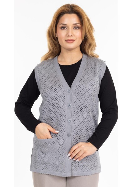 Kadın Orta Yaş ve Üzeri Merserize Cepli Düğmeli Rolax Anne Yelek 750 fiyatları