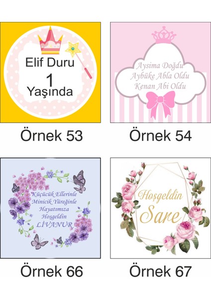 Kişiye Özel Kız Çocuğu Için Peri Mevlid - Hoşgeldin Mdf Üzerine Uv Baskılı 20 Adet Magnet