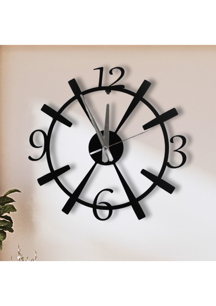 Büyük Rakamlı Siyah Metal Duvar Saati – 40 cm , Sessiz Mekanizmalı Modern Tasarım