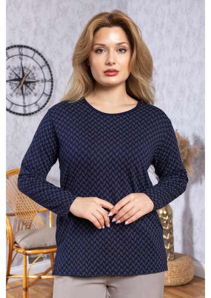 Kadın Yeni Model Yüksek Kalite Yuvarlak Yaka Orta Yaş Anne Penye Bluz 6543 modelleri