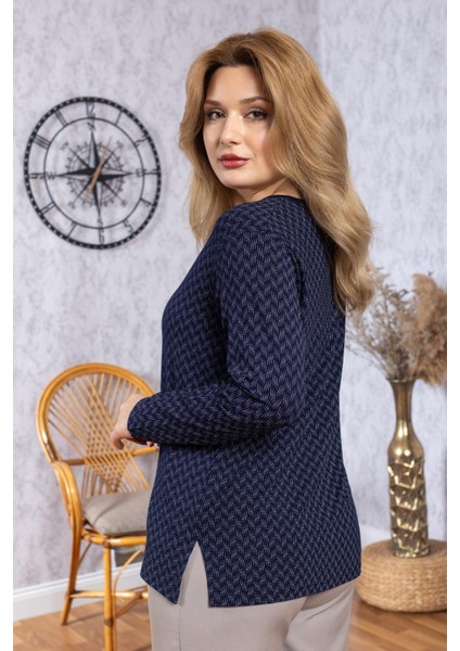 Kadın Yeni Model Yüksek Kalite Yuvarlak Yaka Orta Yaş Anne Penye Bluz 6543 fırsatları