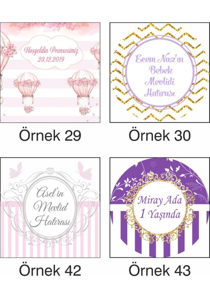 Kişiye Özel Kız Çocuğu Pembe Uçan Balon Için Mevlid - Hoşgeldin Mdf Üzerine Uv Baskılı 20 Adet Magnet