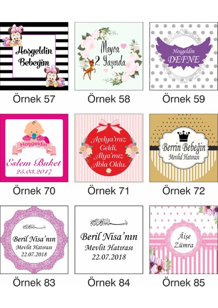 Kişiye Özel Kız Çocuğu Bambi Için Mevlid - Hoşgeldin Mdf Üzerine Uv Baskılı 20 Adet Magnet