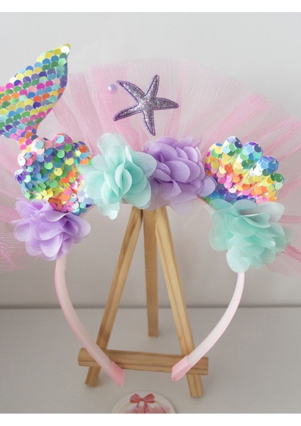 Trend Deniz Kızı Çocuk Taç İstiridye, Yıldız, Pembe Tüllü Rengarenk Çiçekli Çocuk Tacı modelleri