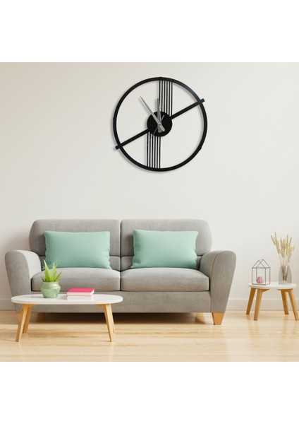 Minimal Çizgili Modern Siyah Metal Duvar Saati – 40 cm Sessiz Mekanizma fırsatları