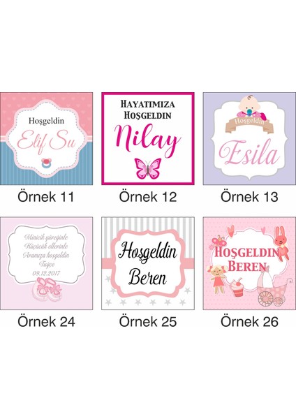 Kişiye Özel Kız Çocuğu Için Pembe Ayakkabı Mevlid - Hoşgeldin Mdf Üzerine Uv Baskılı 20 Adet Magnet